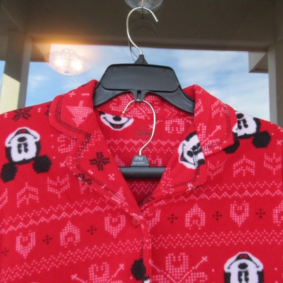 Relist12/21 NWOT Disney Mickey mouse fleece PJ set pant & button down top size M - Picture 5 of 13